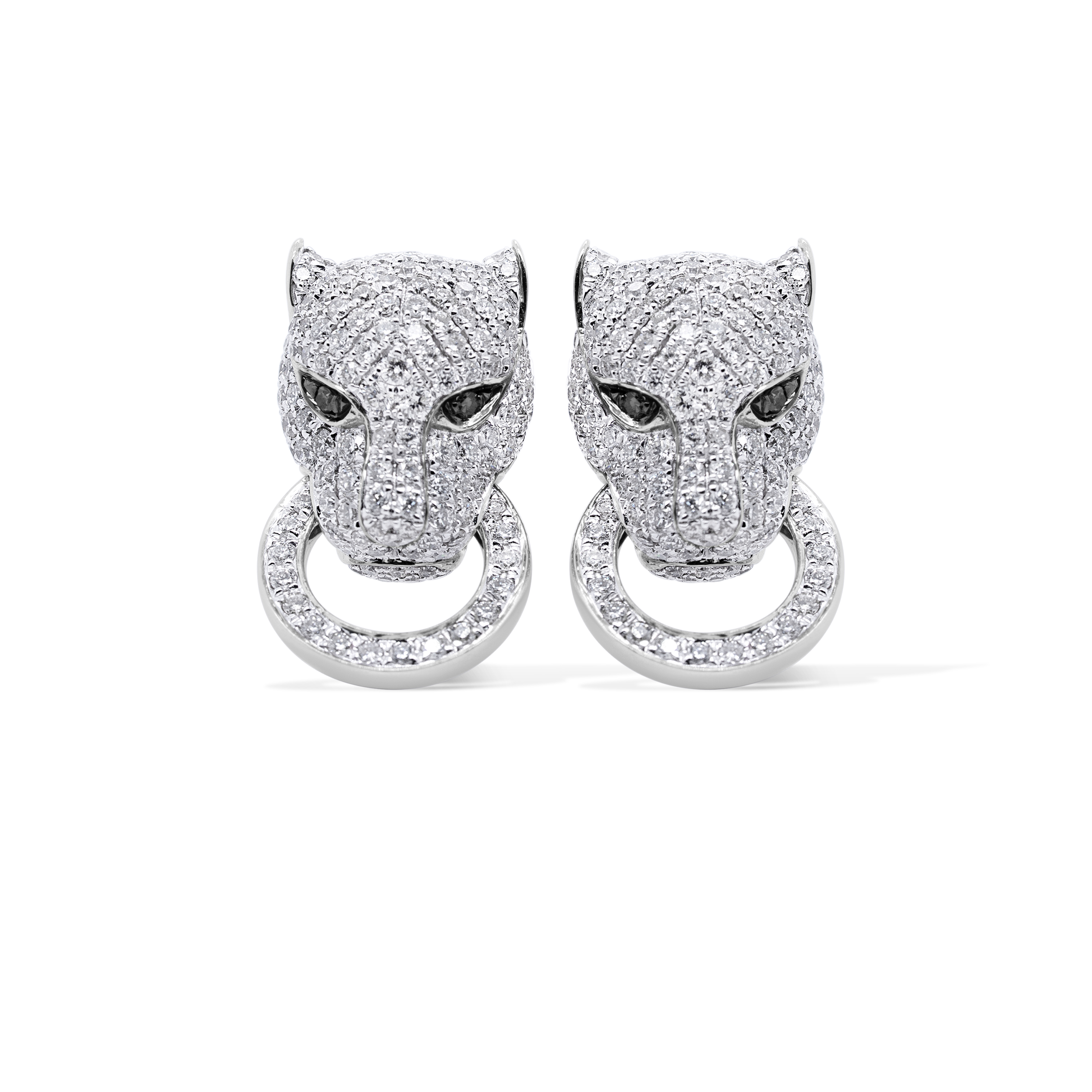 Diamond Panther Earrings 1.55 ct. 14K White Gold